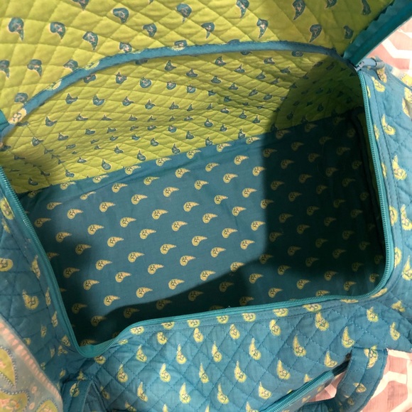 Turquoise/yellow quilted duffel bag - Picture 6 of 7